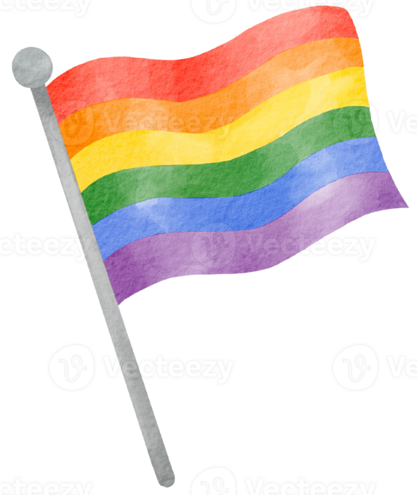 Mini rainbow flag watercolor png