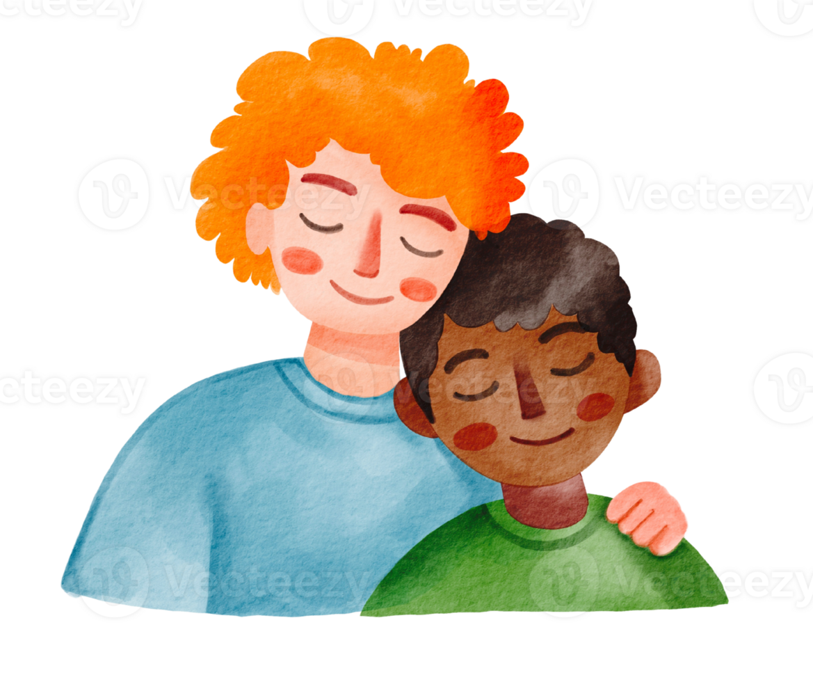 Hugging people watercolor art png