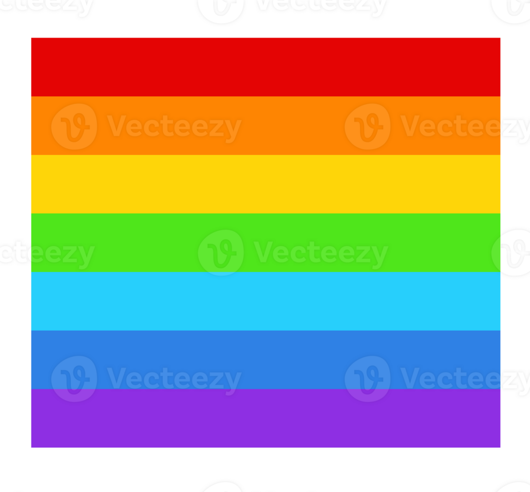 Rainbow with horizontal hand drawn colorful png