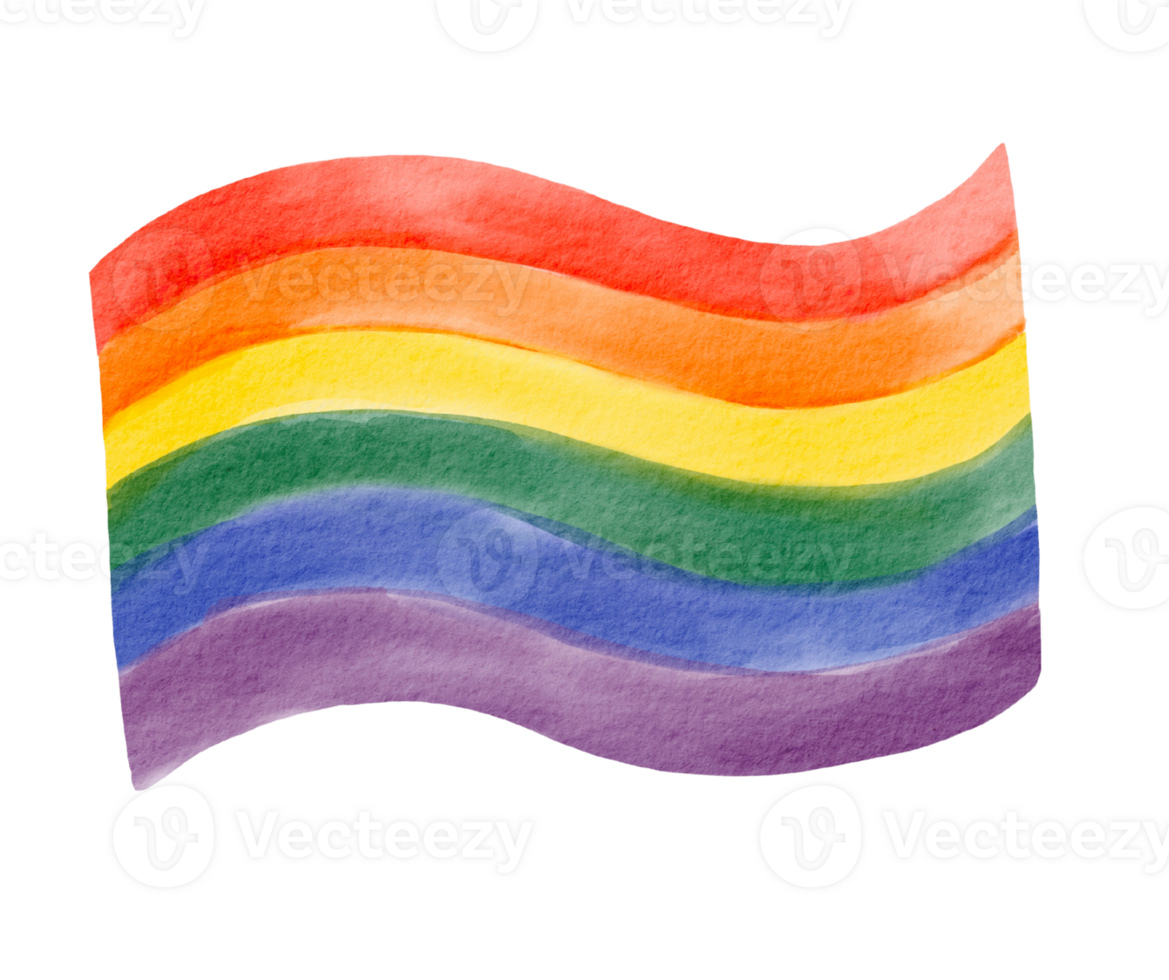 Watercolor rainbow pride flag png