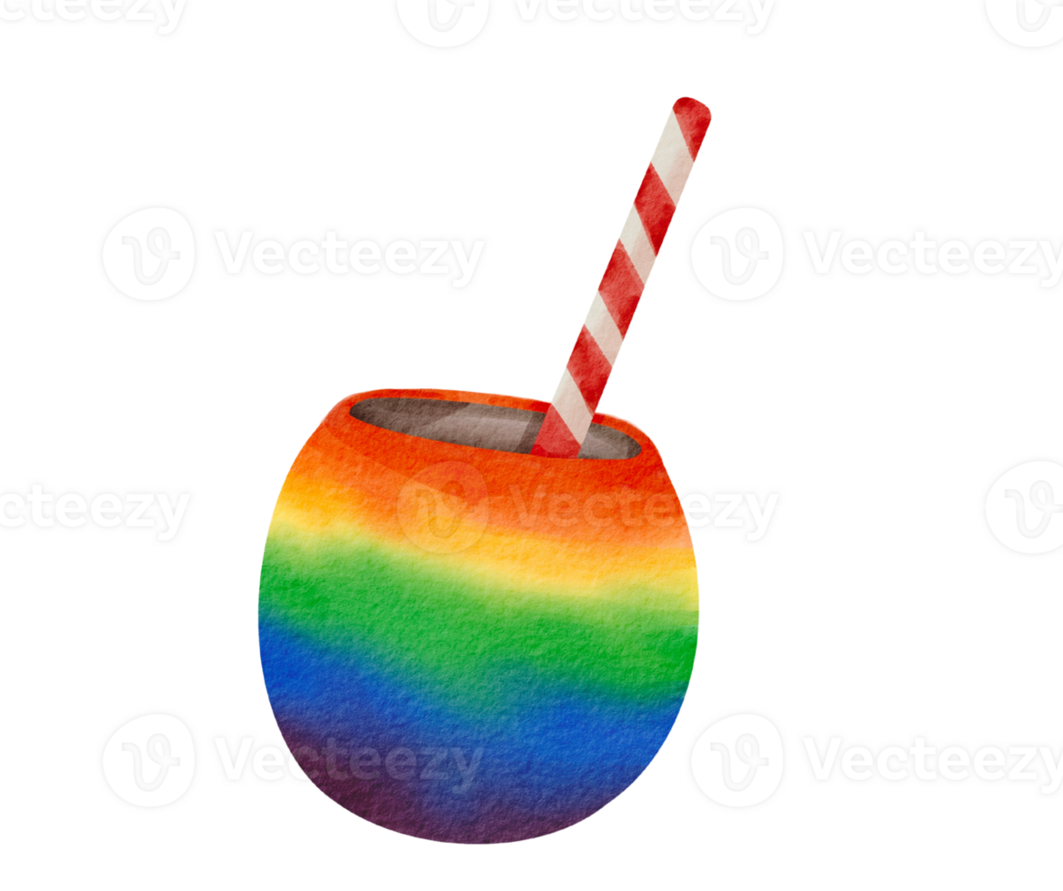 Rainbow coconut summer drink art png