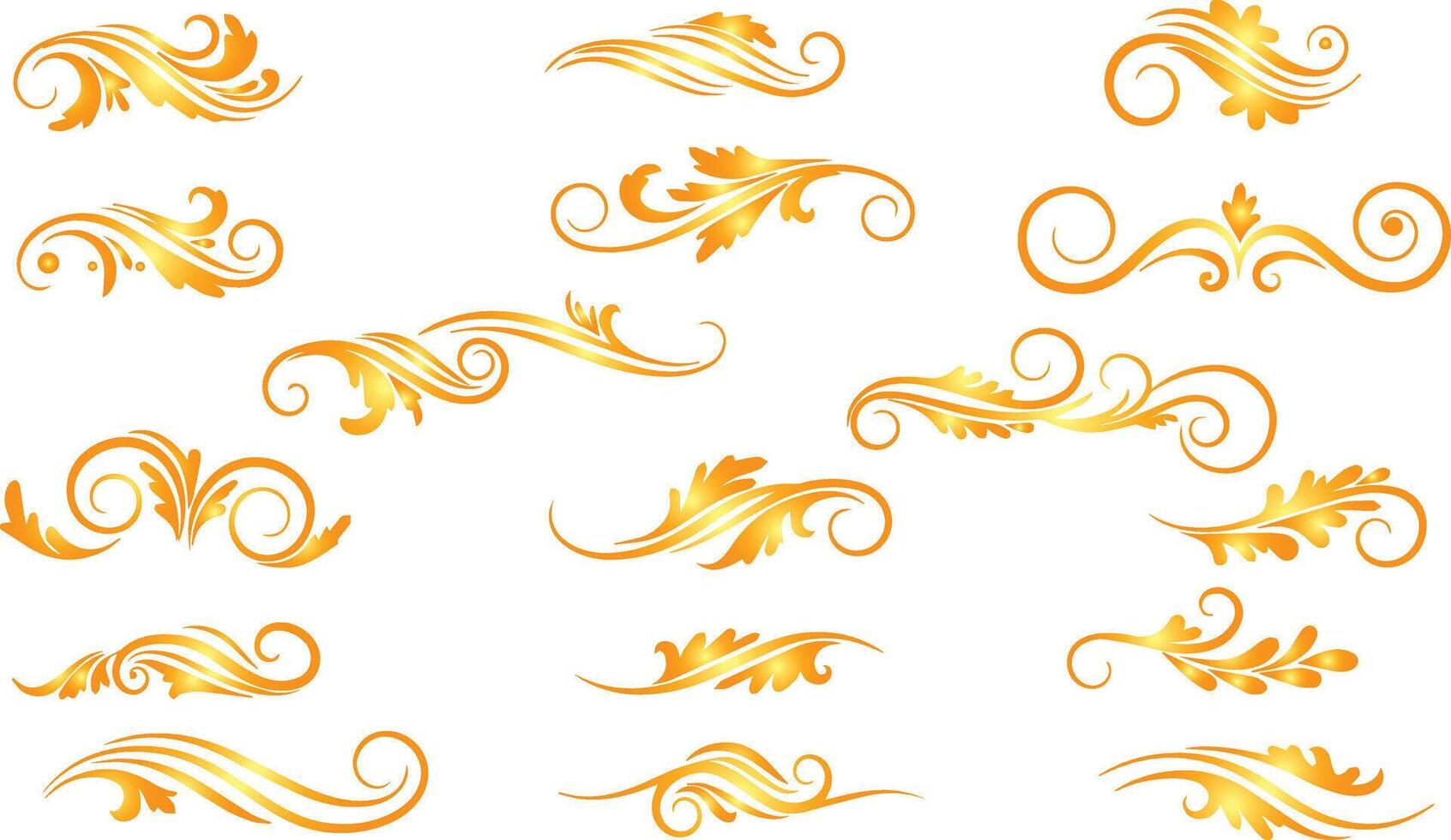 Golden flourish design elements decorative ornaments swirls and dividers for graphic design projects vector