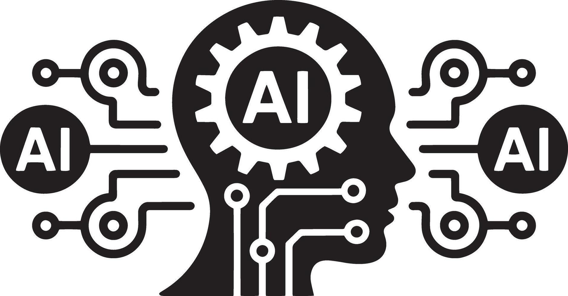 Artificial intelligence concept head with ai connection symbol design isolated on white vector