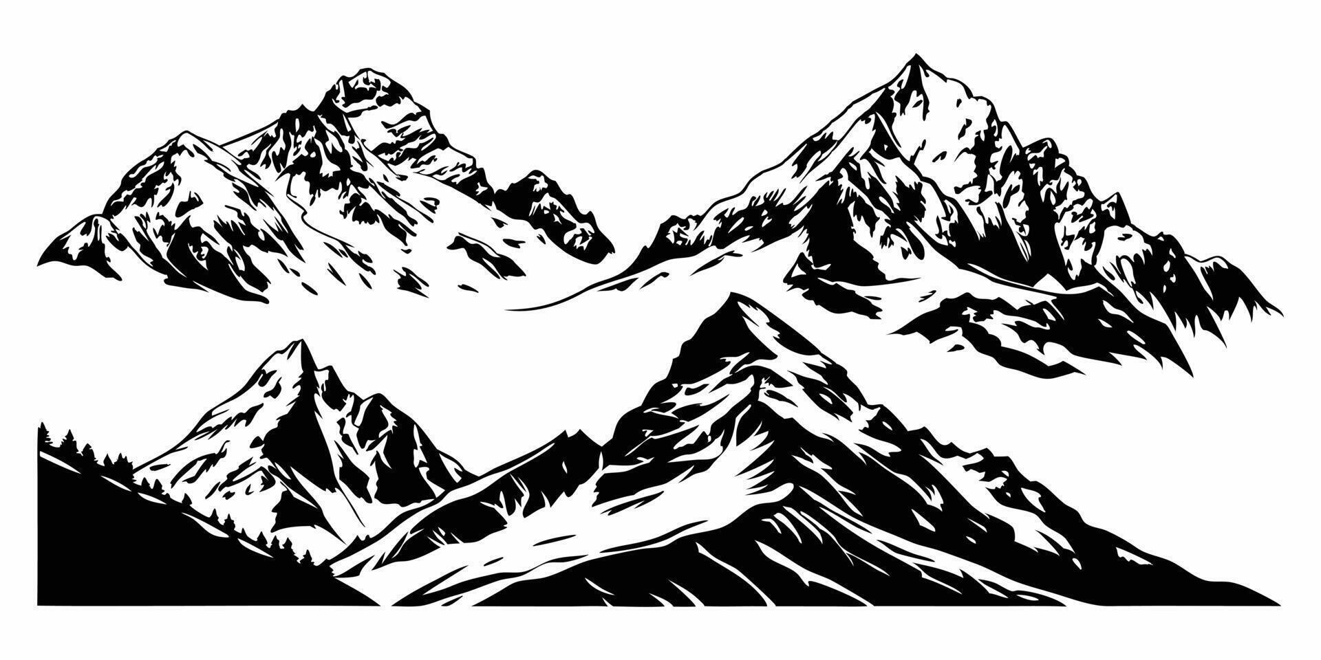 Majestic mountain range illustration isolated on white background for outdoor adventures vector