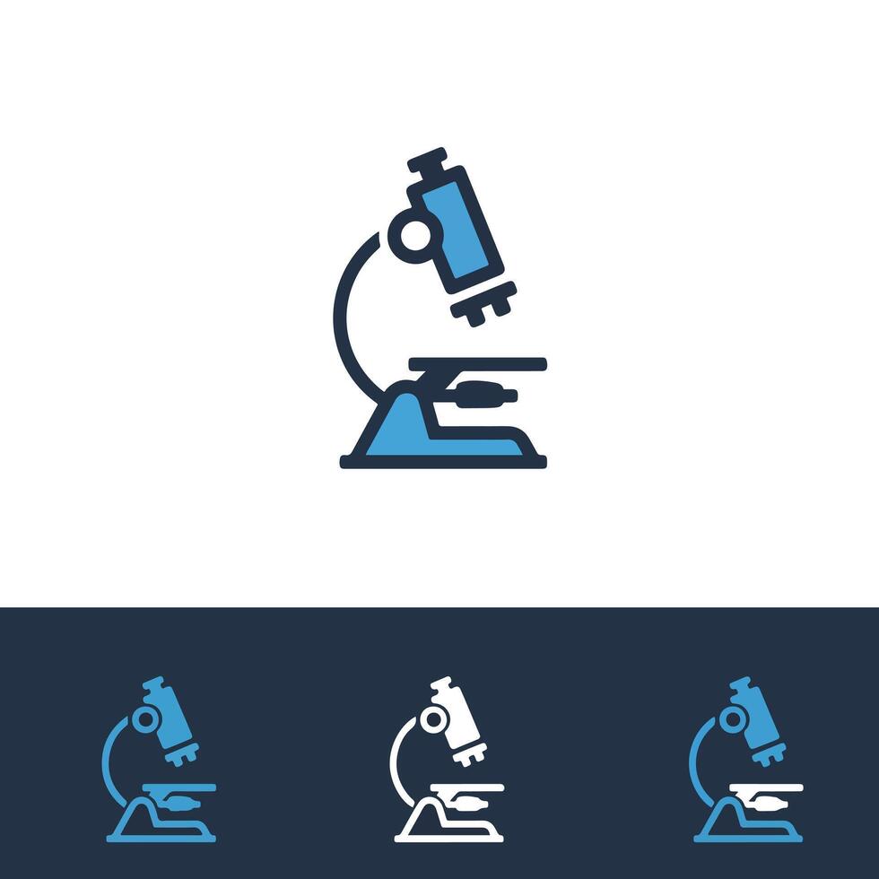 Blue microscope icon graphic for scientific research and medical laboratory visuals vector