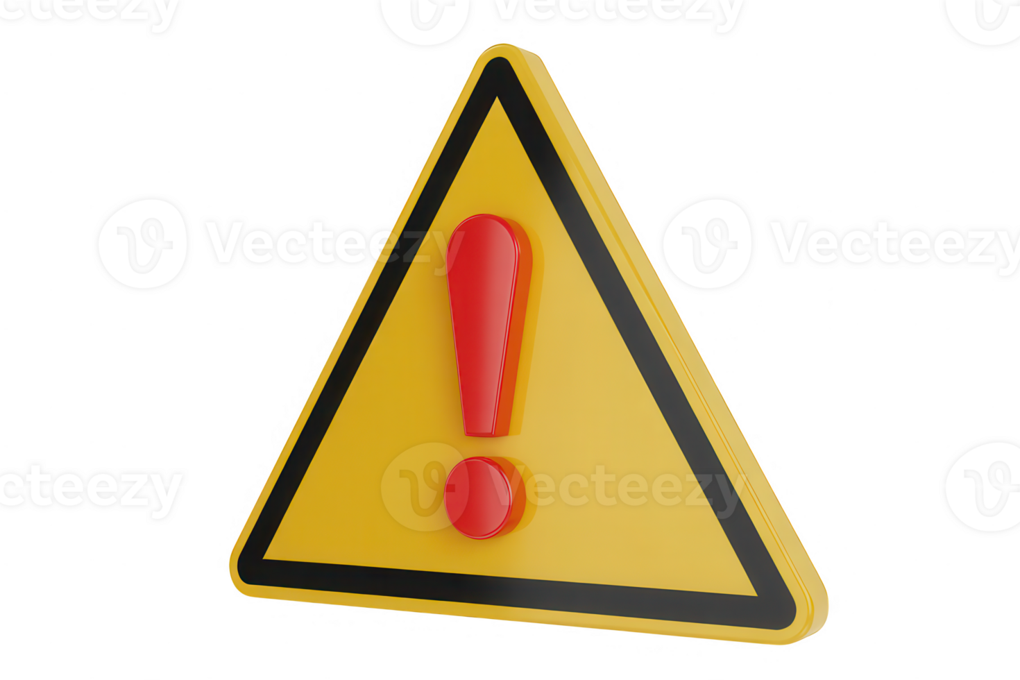 Yellow warning sign with red exclamation mark on a transparent background indicating potential danger ahead png
