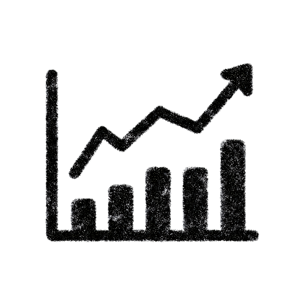 Growth Chart with Rising Trend and Data Representation Concept png