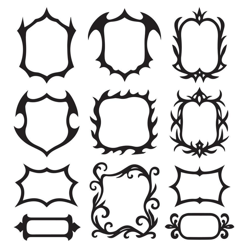 Ornamental decorative frames collection of black silhouette borders for design elements vector
