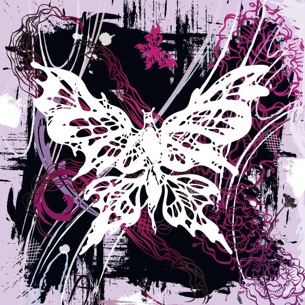 background with butterflies and flowers vector