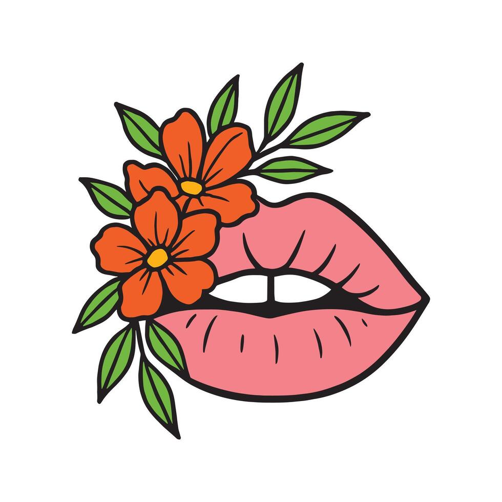 Floral Lips Design vector