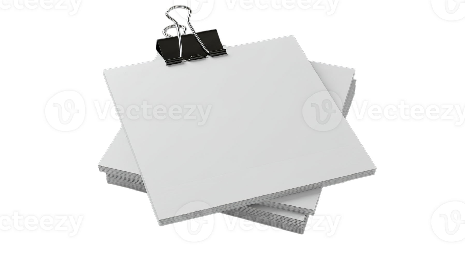 Stack of White Paper with Clip on Transparent Background for Notes png