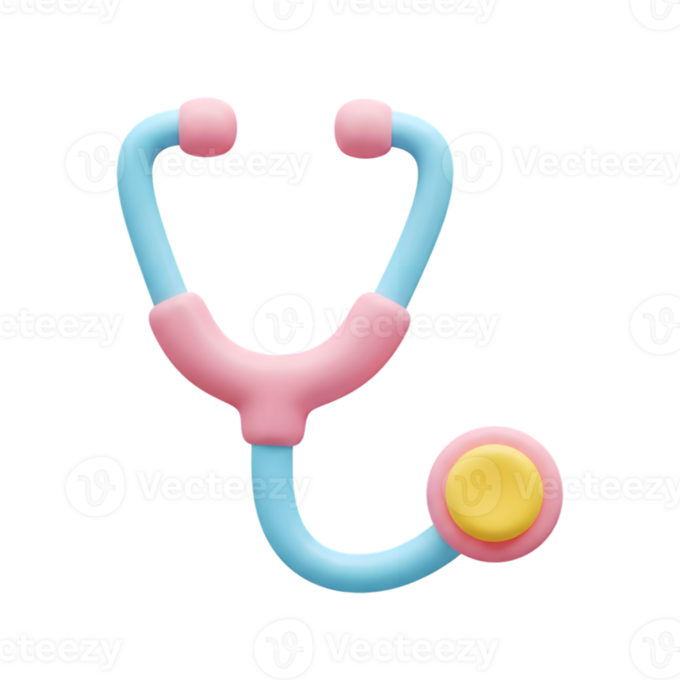 Colorful 3d render of a medical stethoscope for healthcare and medical illustrations png