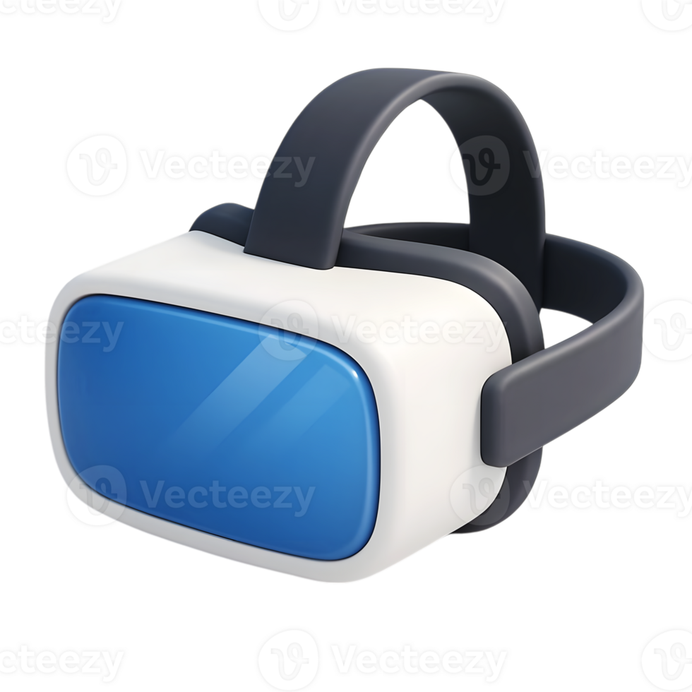Modern stylish virtual reality headset illustrated with a blue and white design png