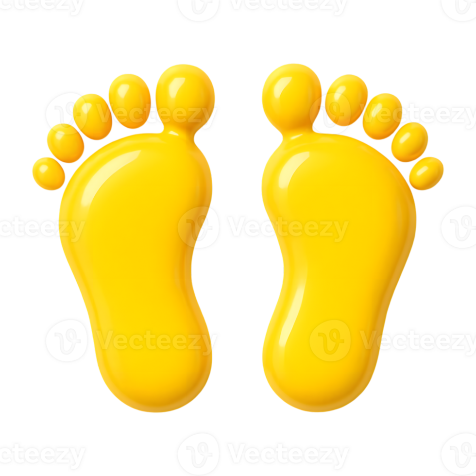 Vibrant yellow footprints standing out representing walking and concepts png