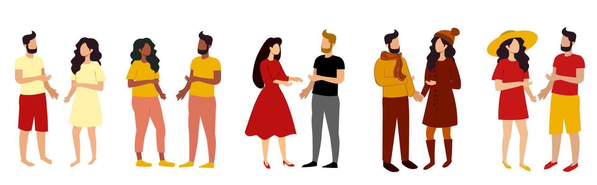 Colorful couples interacting together vector