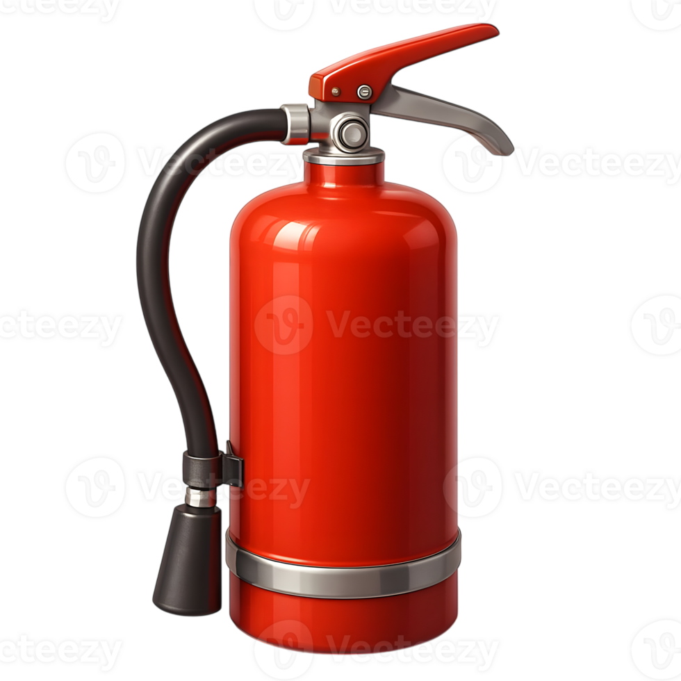 Highly detailed and realistic rendering of a red fire extinguisher png