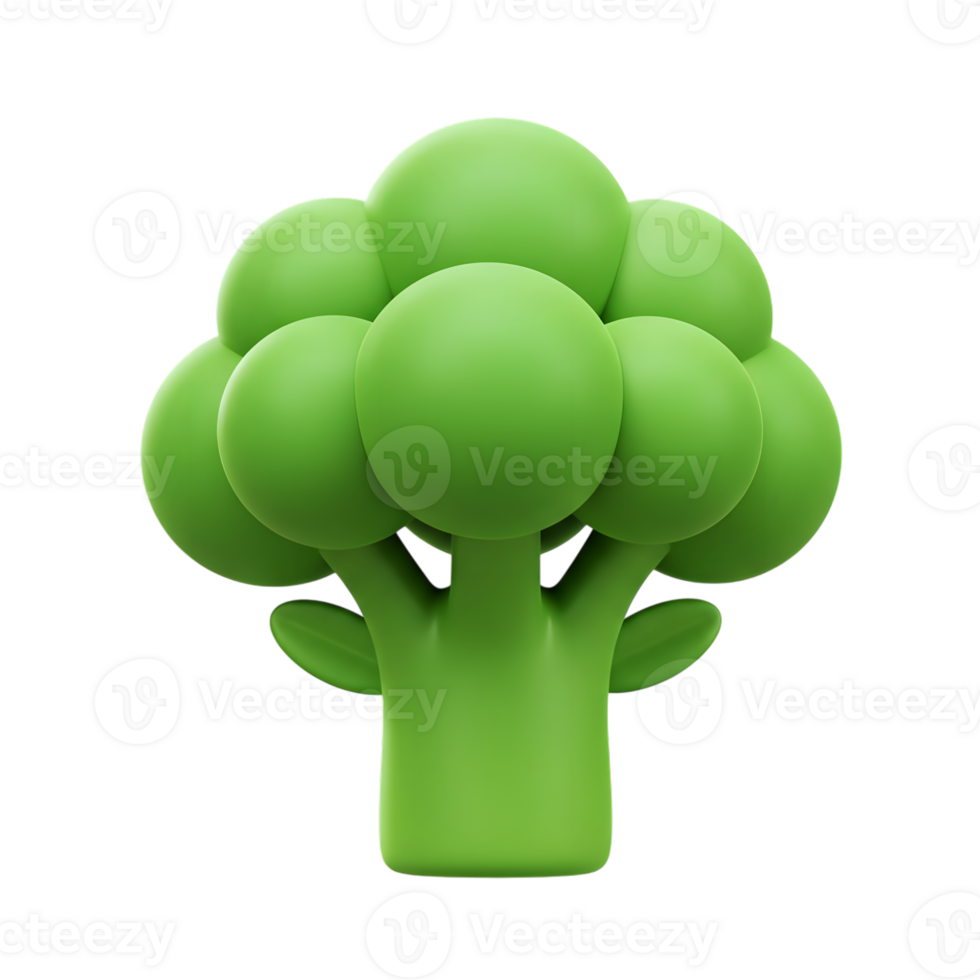 Vibrant 3d render of a fresh green broccoli png