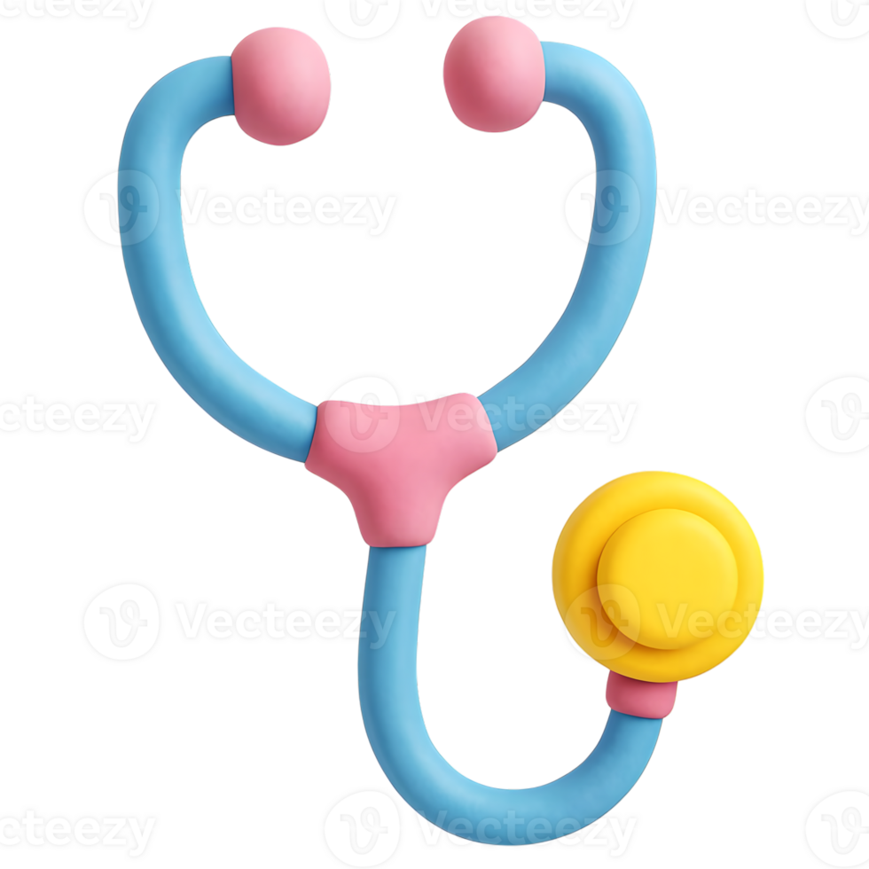 Colorful playful cartoon illustration of a stethoscope symbolizing healthcare and medicine png