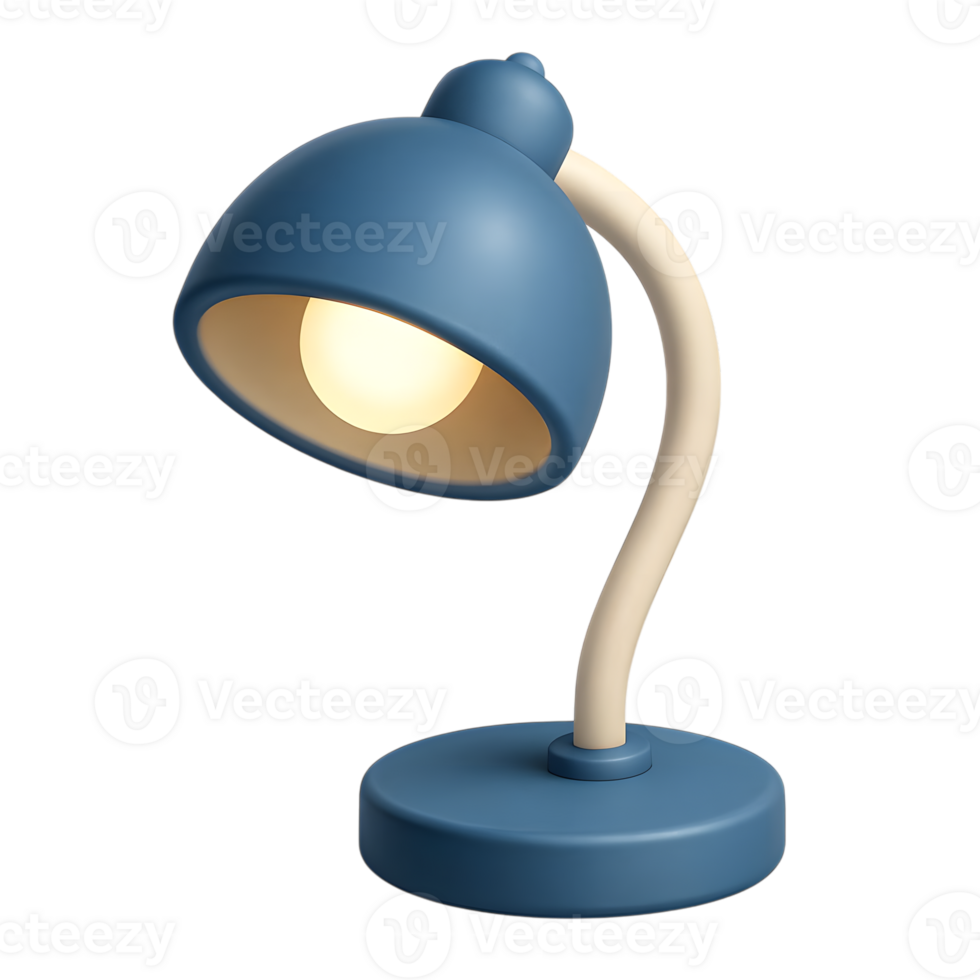 Modern blue desk lamp illustration with soft light and simple design png