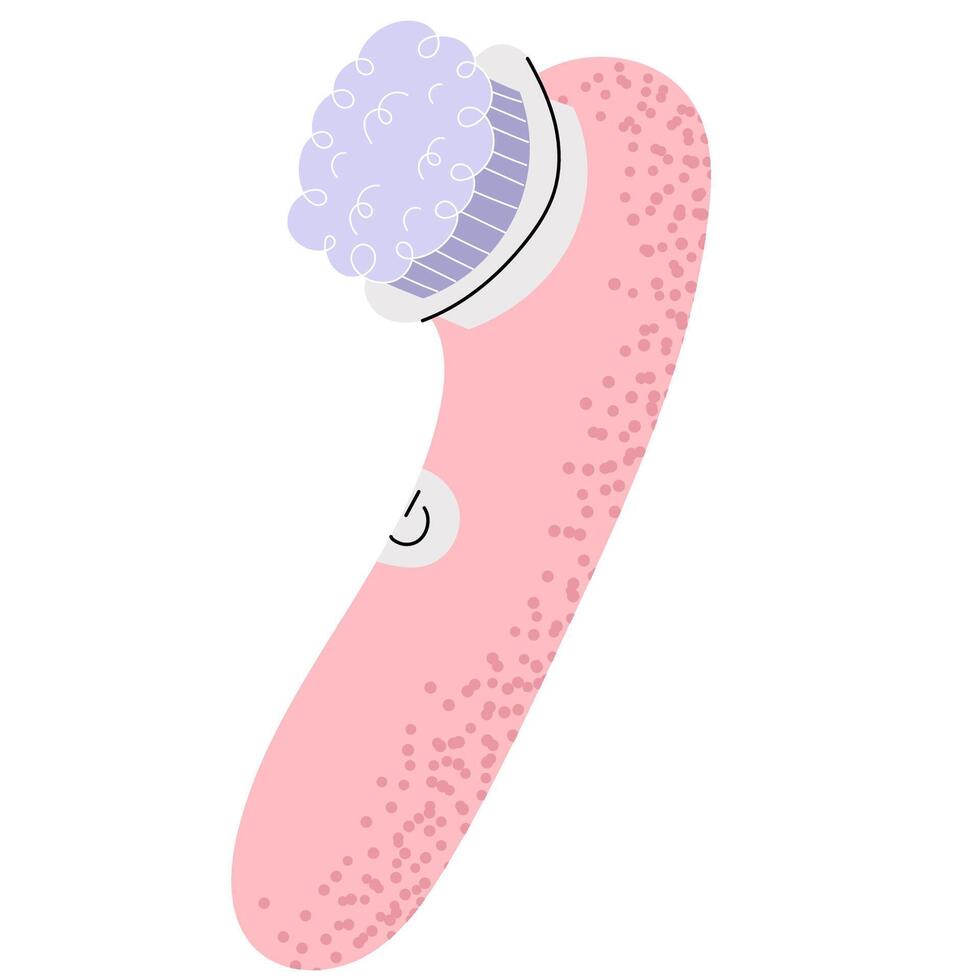 Electric facial cleansing brush. A modern beauty device designed to deeply clean pores, exfoliate dead skin cells, and enhance skincare routines. Ideal for wellness, hygiene and daily self-care vector