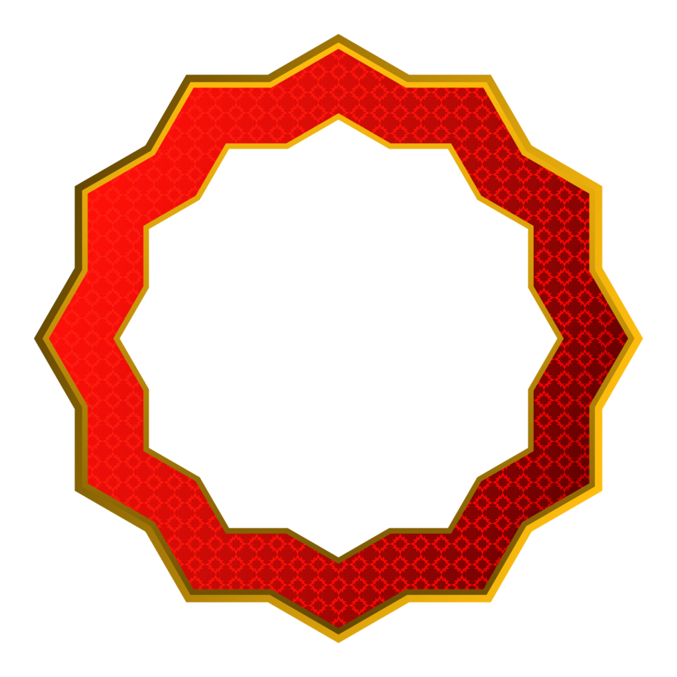 Aesthetic red islamic shape with text box banner gate frame png