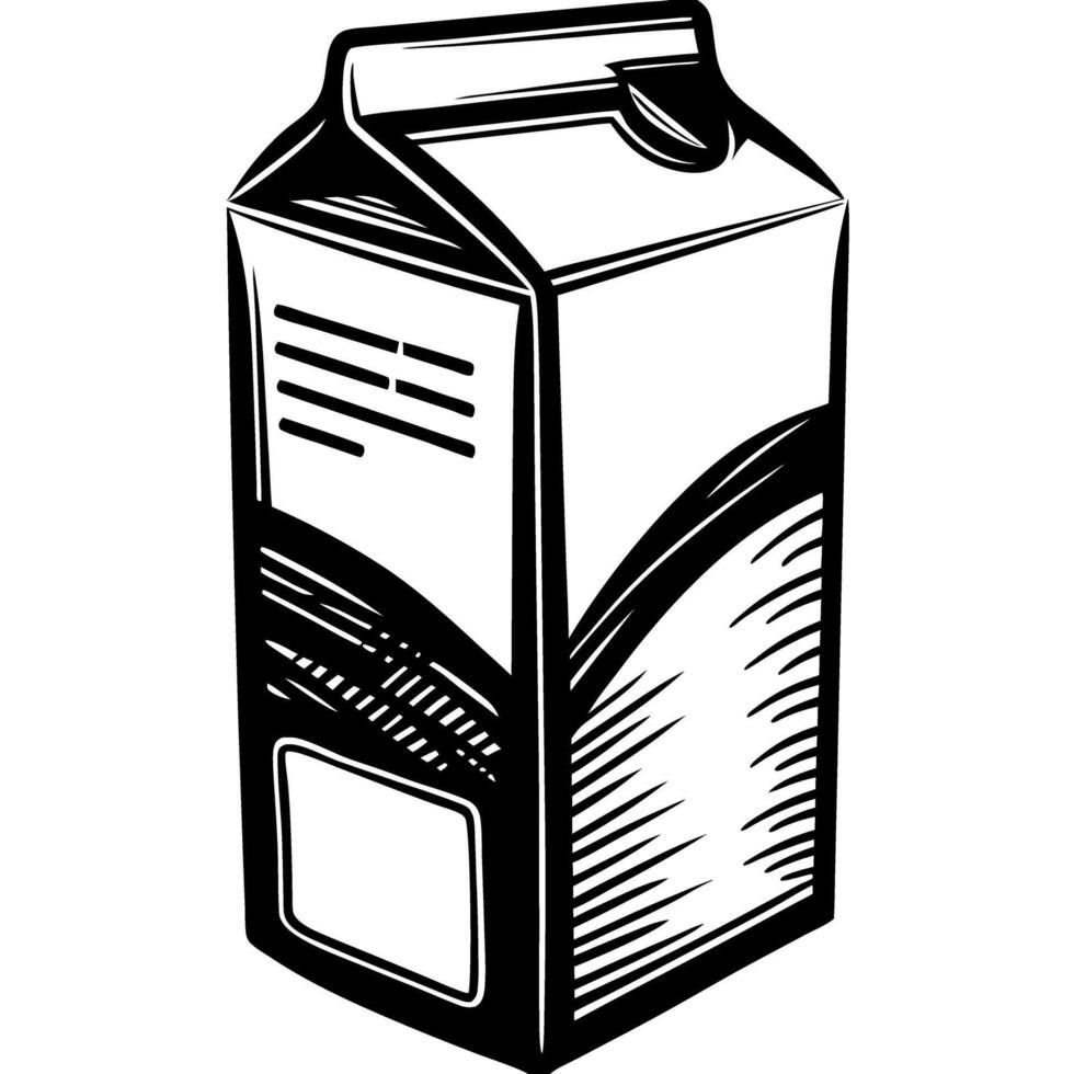 Hand drawn illustration of a classic milk carton box isolated on white background vector
