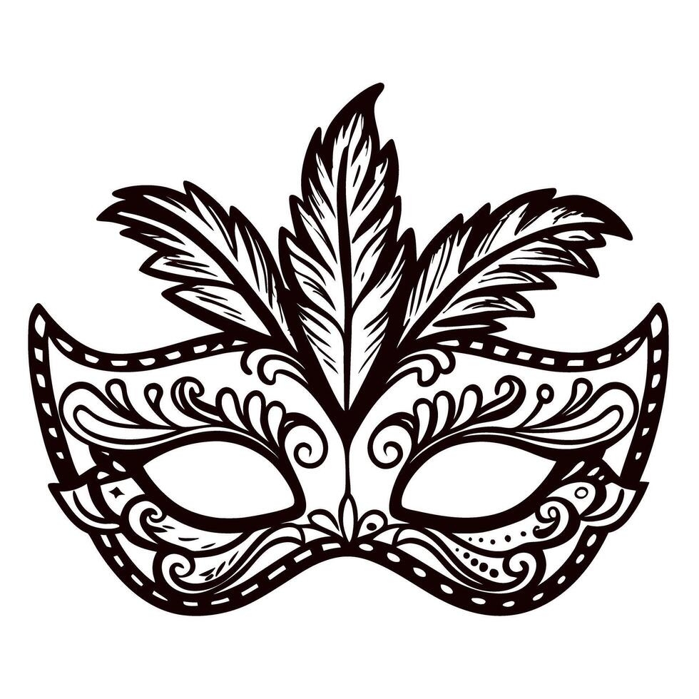 Ornate venetian mask with feathers and intricate design vector