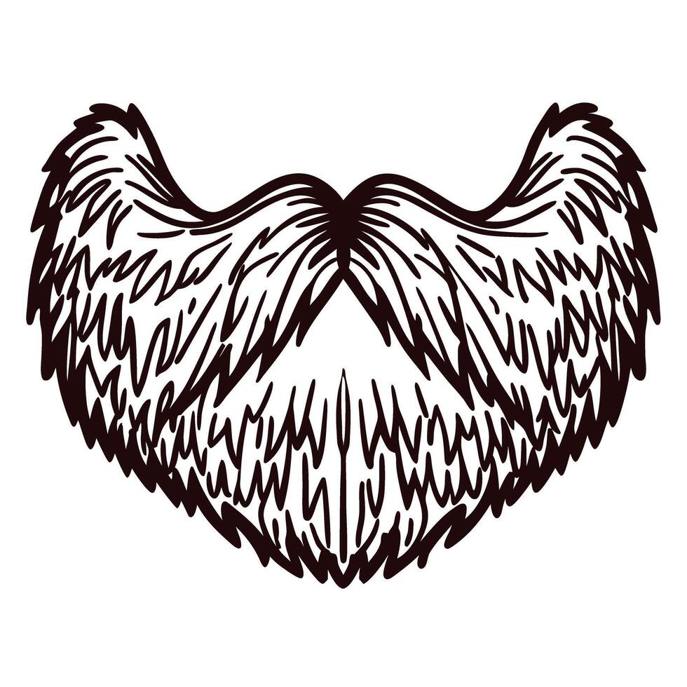 Hand drawn illustration of a full beard and mustache isolated on white background, vintage sketch vector