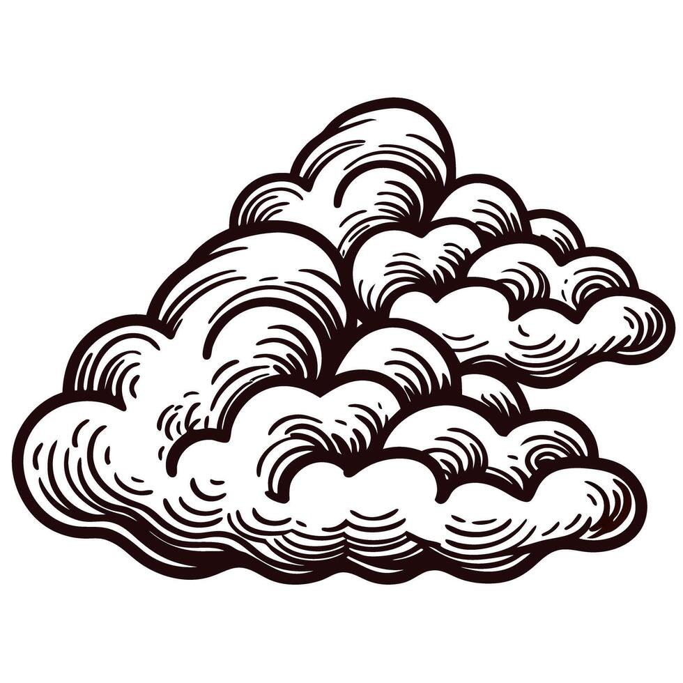 Artistic black and white of a cloud with intricate line patterns vector