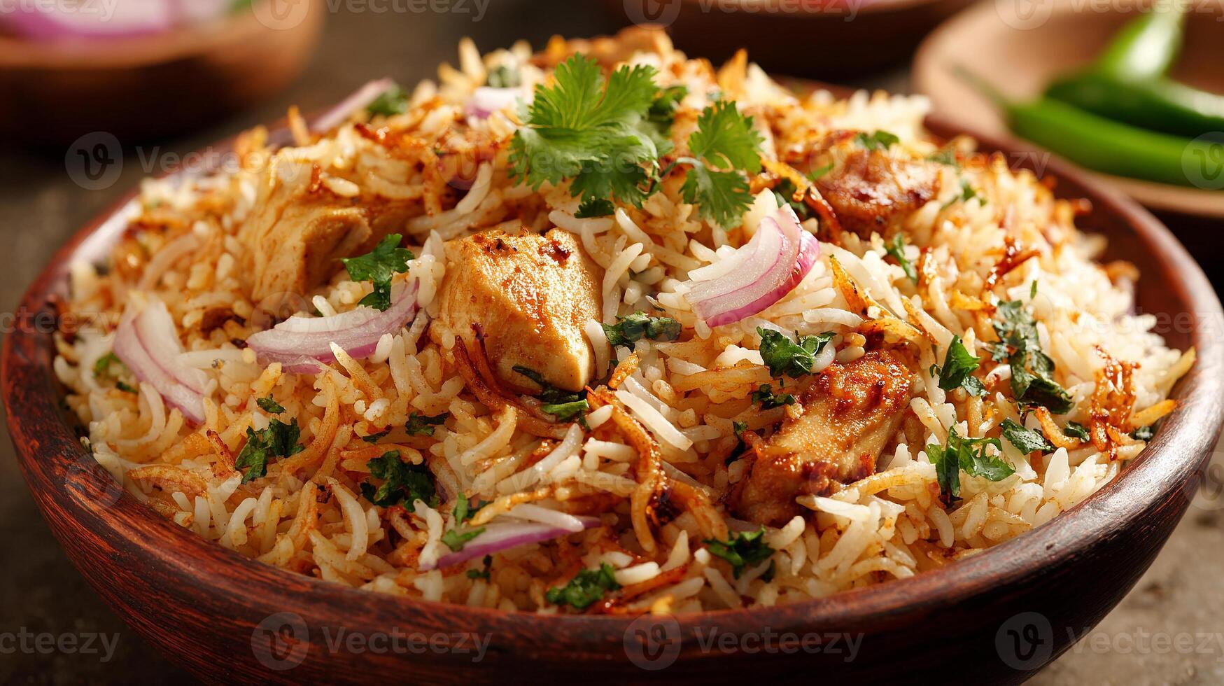 Close view of delicious chicken pulao photo