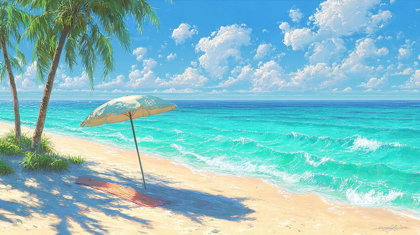 Tropical beach with gentle lapping tide photo
