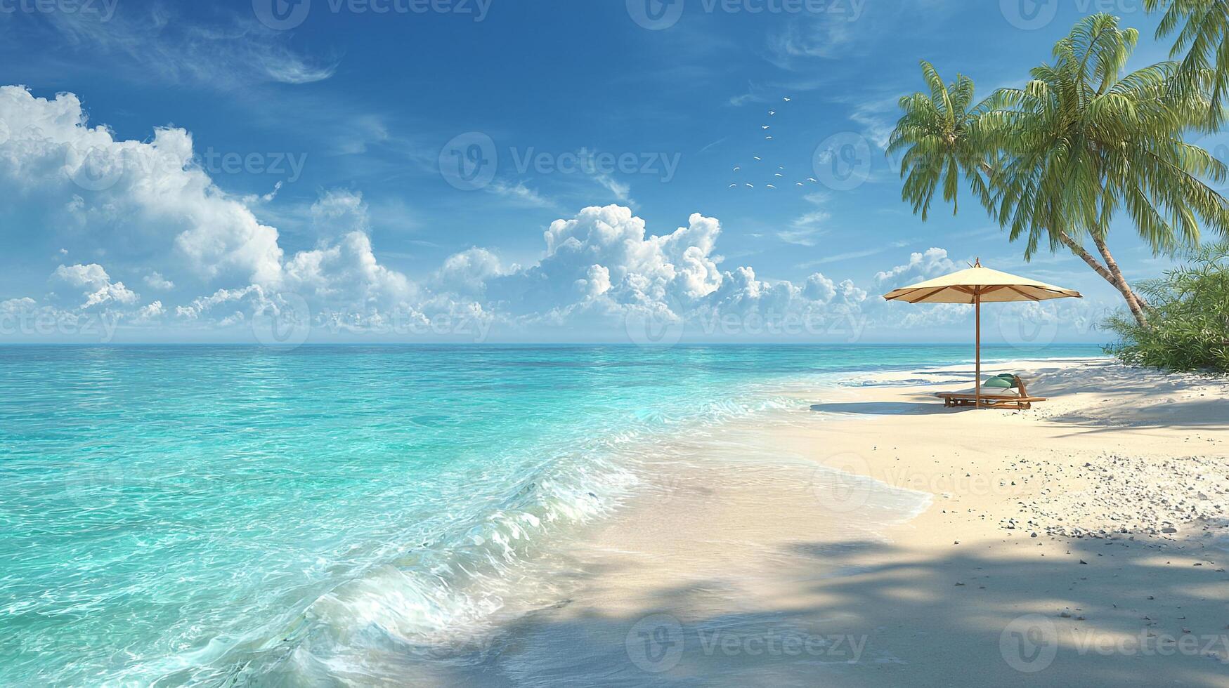 Sky and sea blend over beach photo