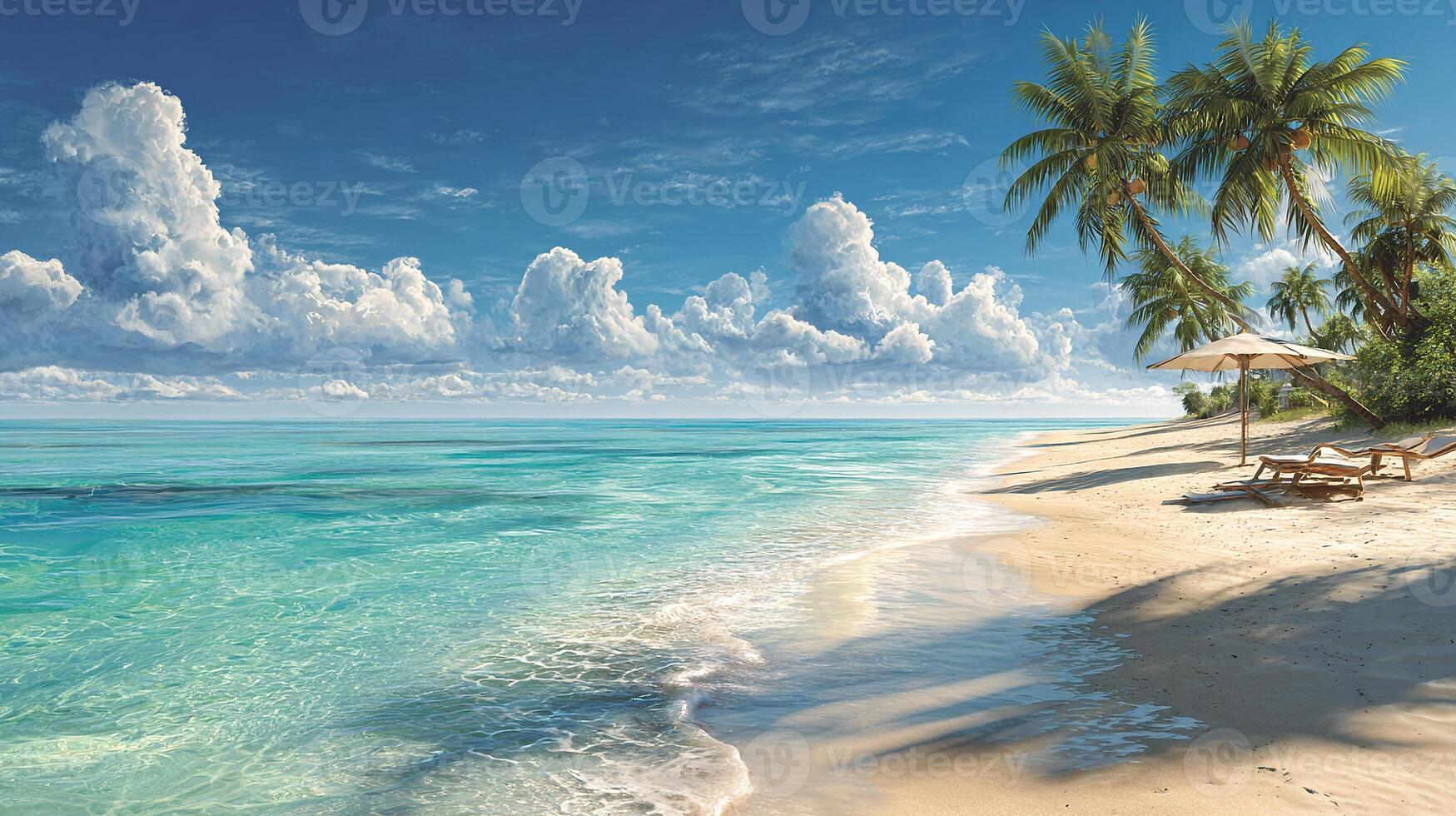 Summer sky above tropical beach waves photo