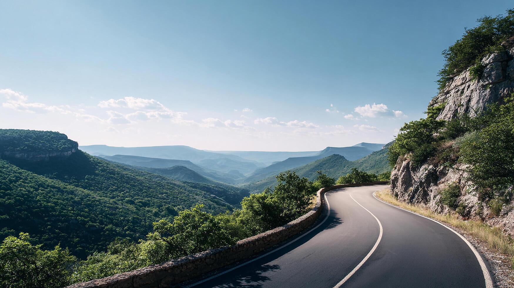 Road bending through vibrant forest landscape photography photo