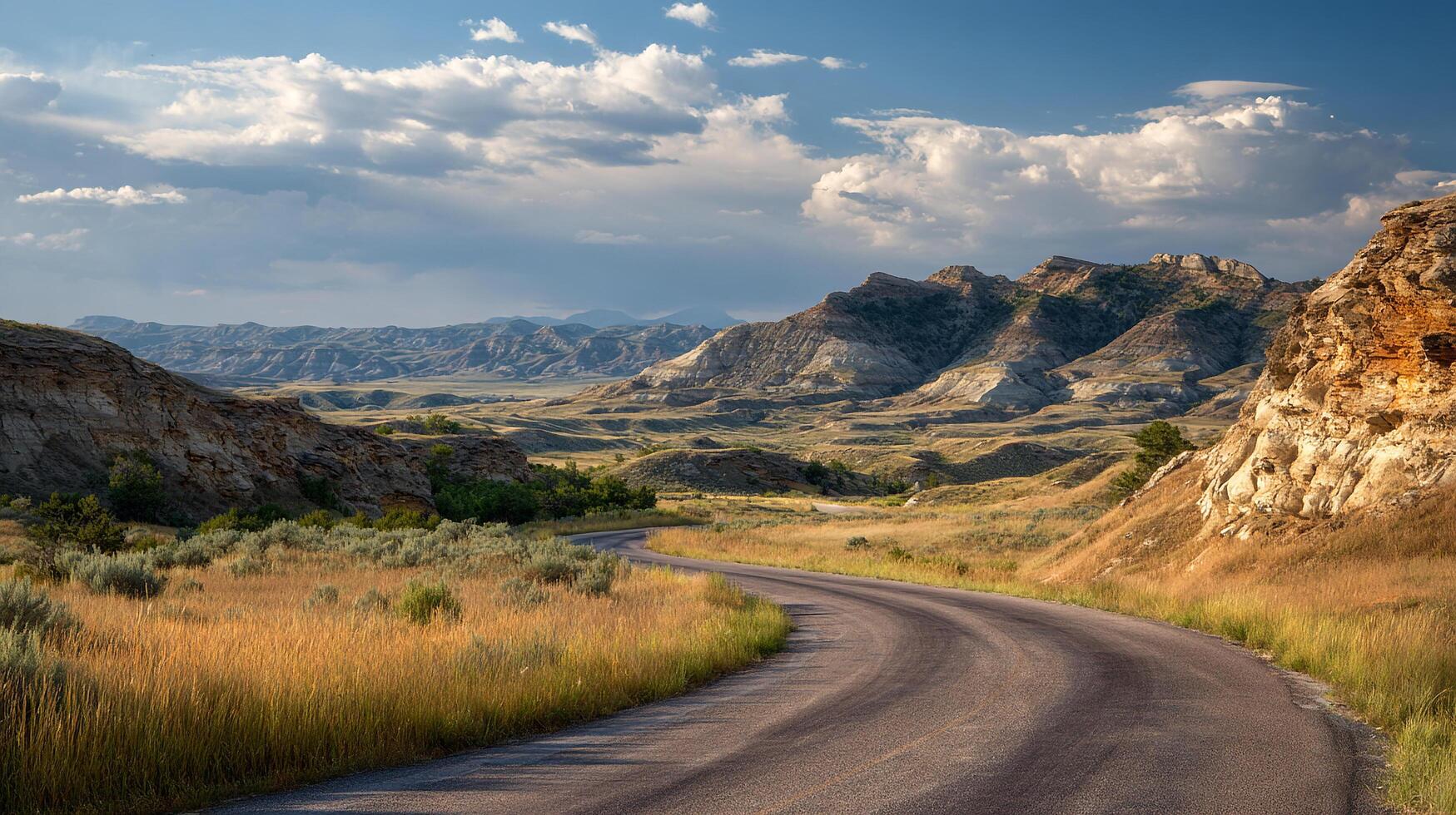 Detailed photography of countryside road and horizon photo