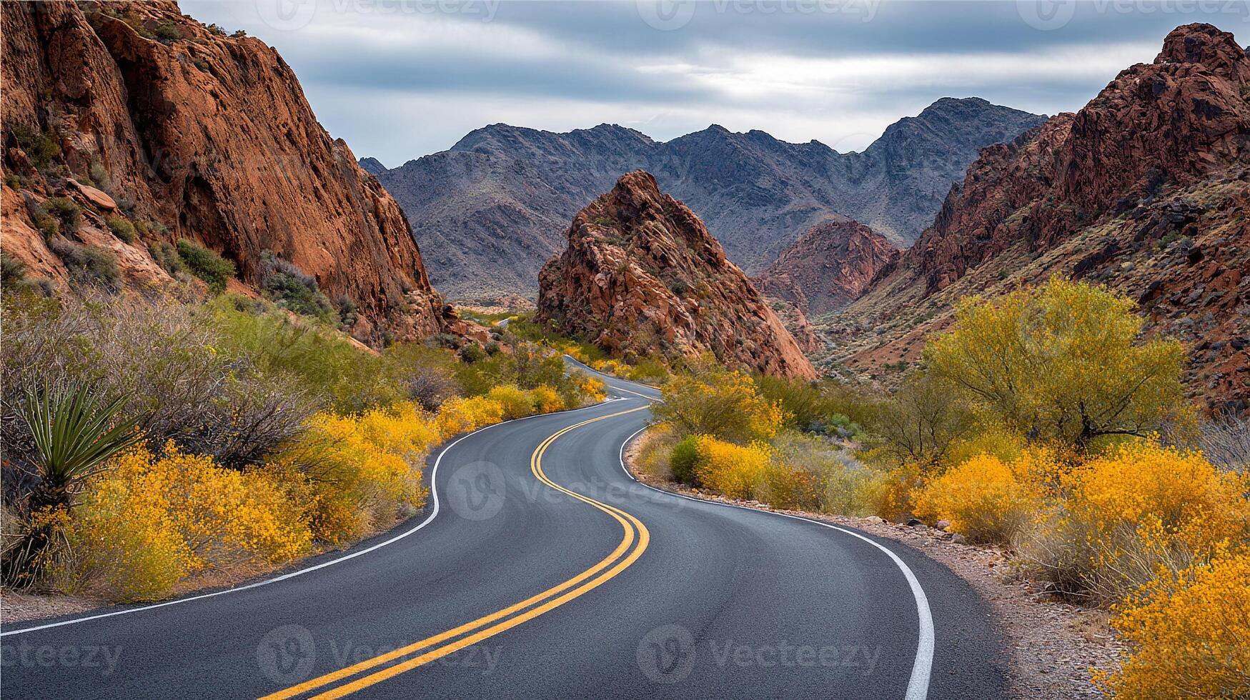 Scenic roadway photography in detailed nature setting photo