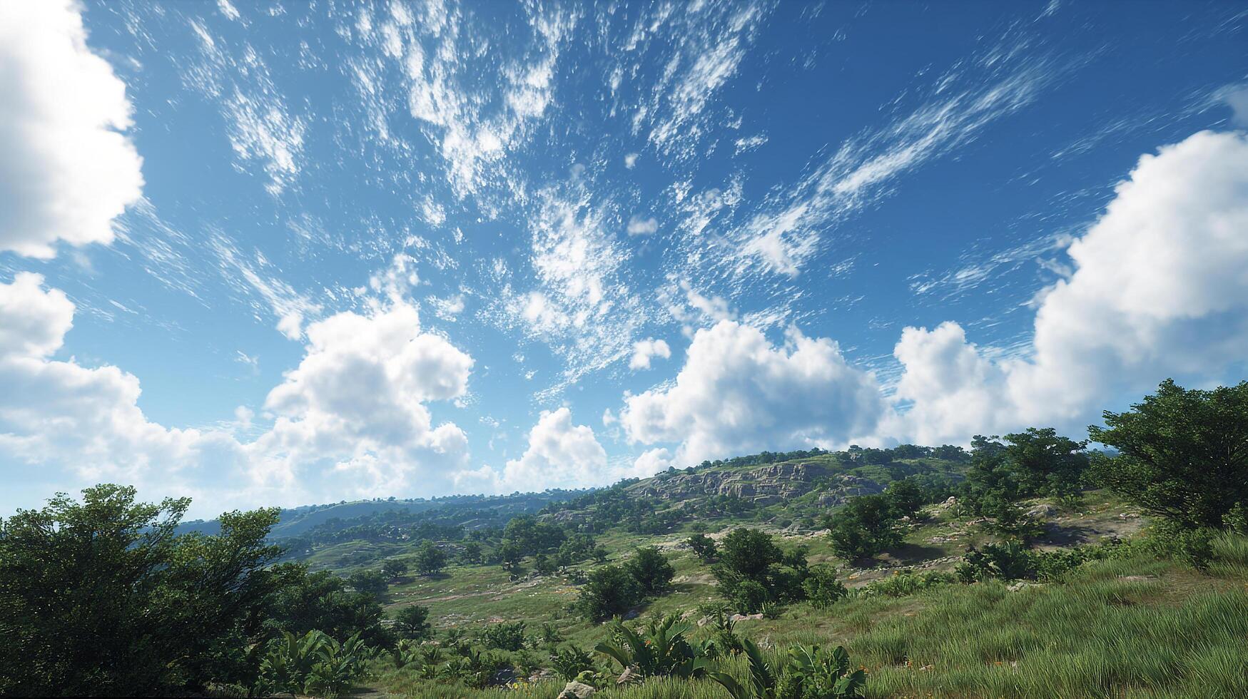 Image of bright summer landscape with clear blue sky photo