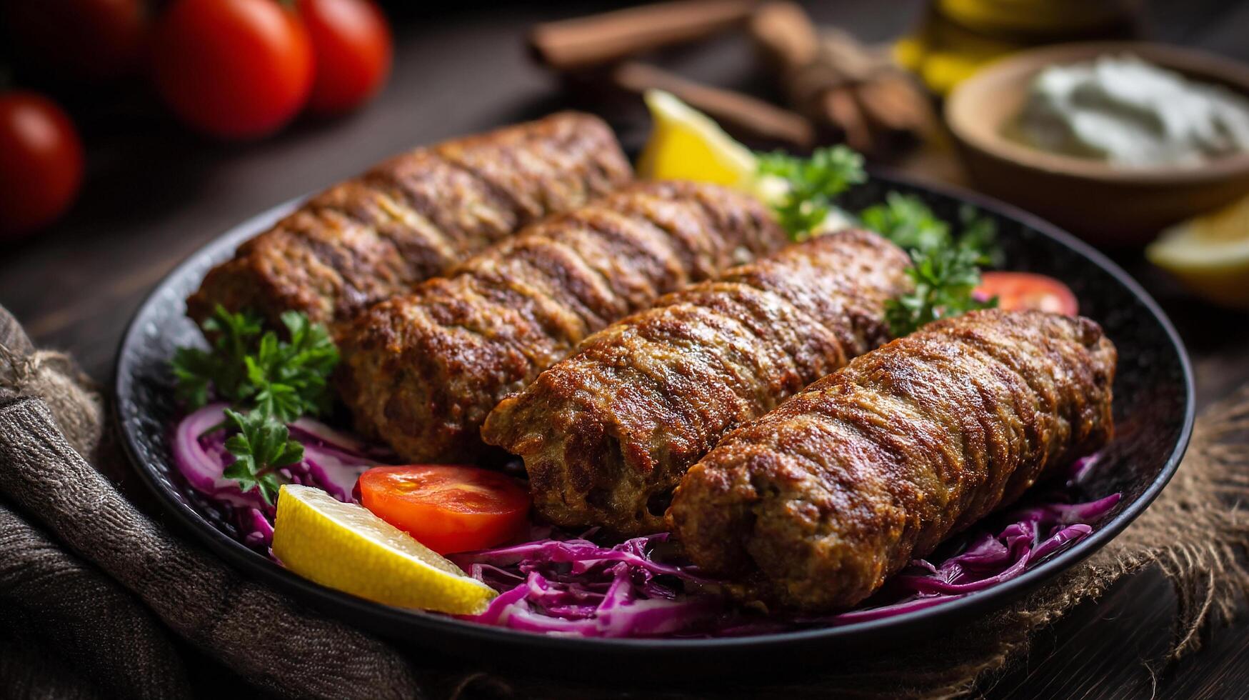 Appetizing fresh kabab cooked to golden perfection photo