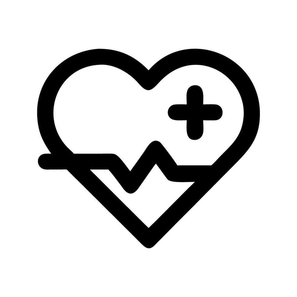Health vitality symbol icon. Heart with plus sign promoting overall wellness. vector