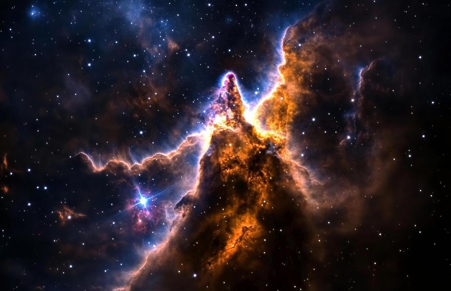 Colorful Abstract Depiction of Cosmic Elements in a Swirling Galaxy Formation. photo