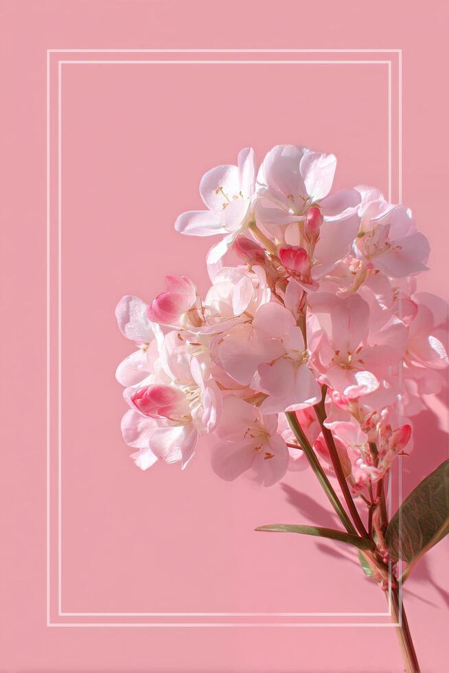 Beautiful Arrangement of Pink Flowers on a Soft Pink Background Suitable for Decoration and Design. photo