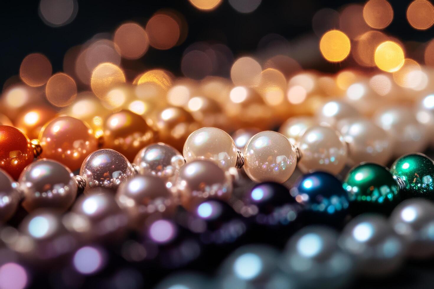 Vibrant Assortment of Colorful Pearls Arranged on a Table for Jewelry Making at a Workshop photo