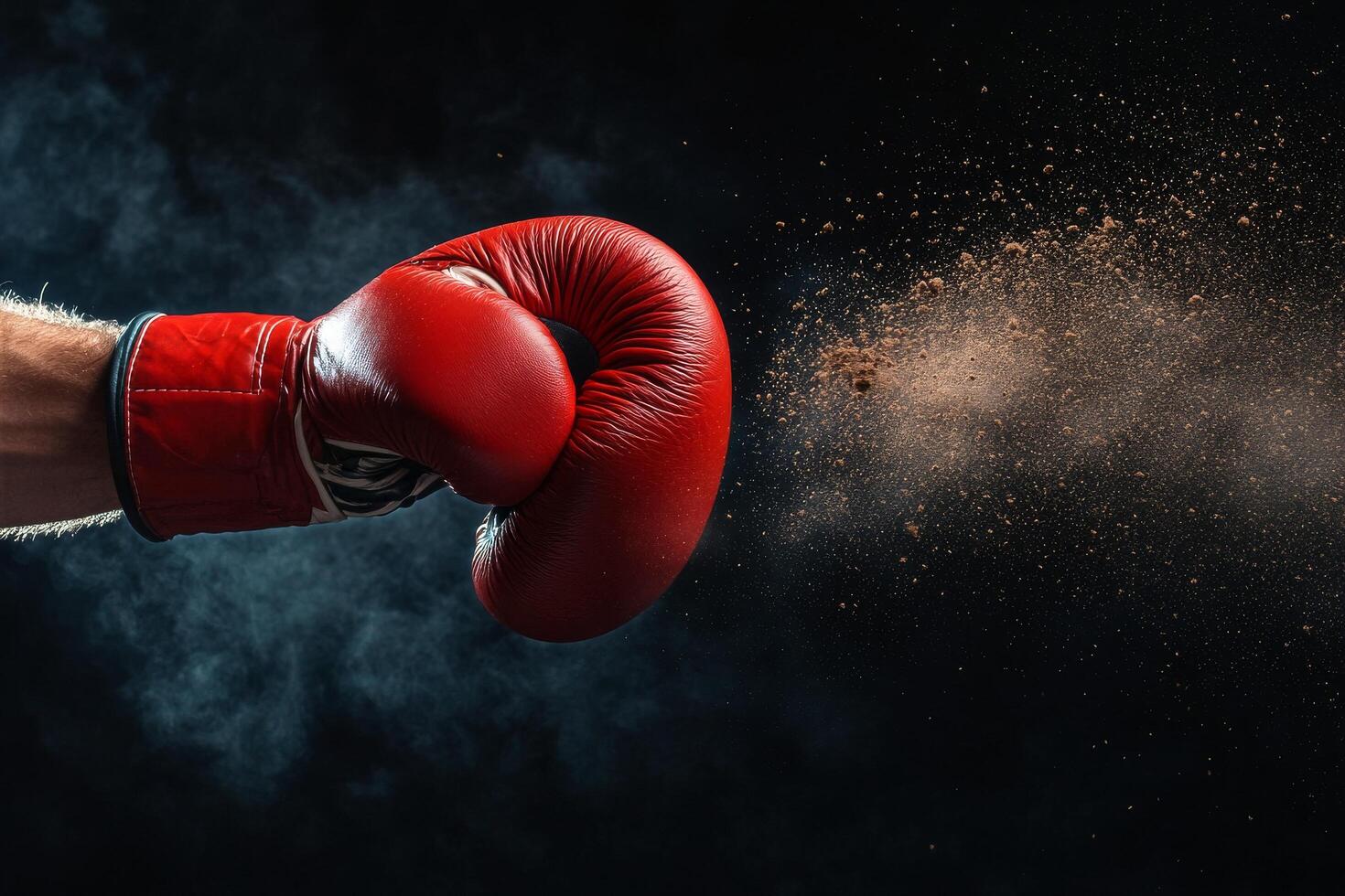 Boxer Throws Powerful Punch in Dynamic Moment Captured During Training Session. photo