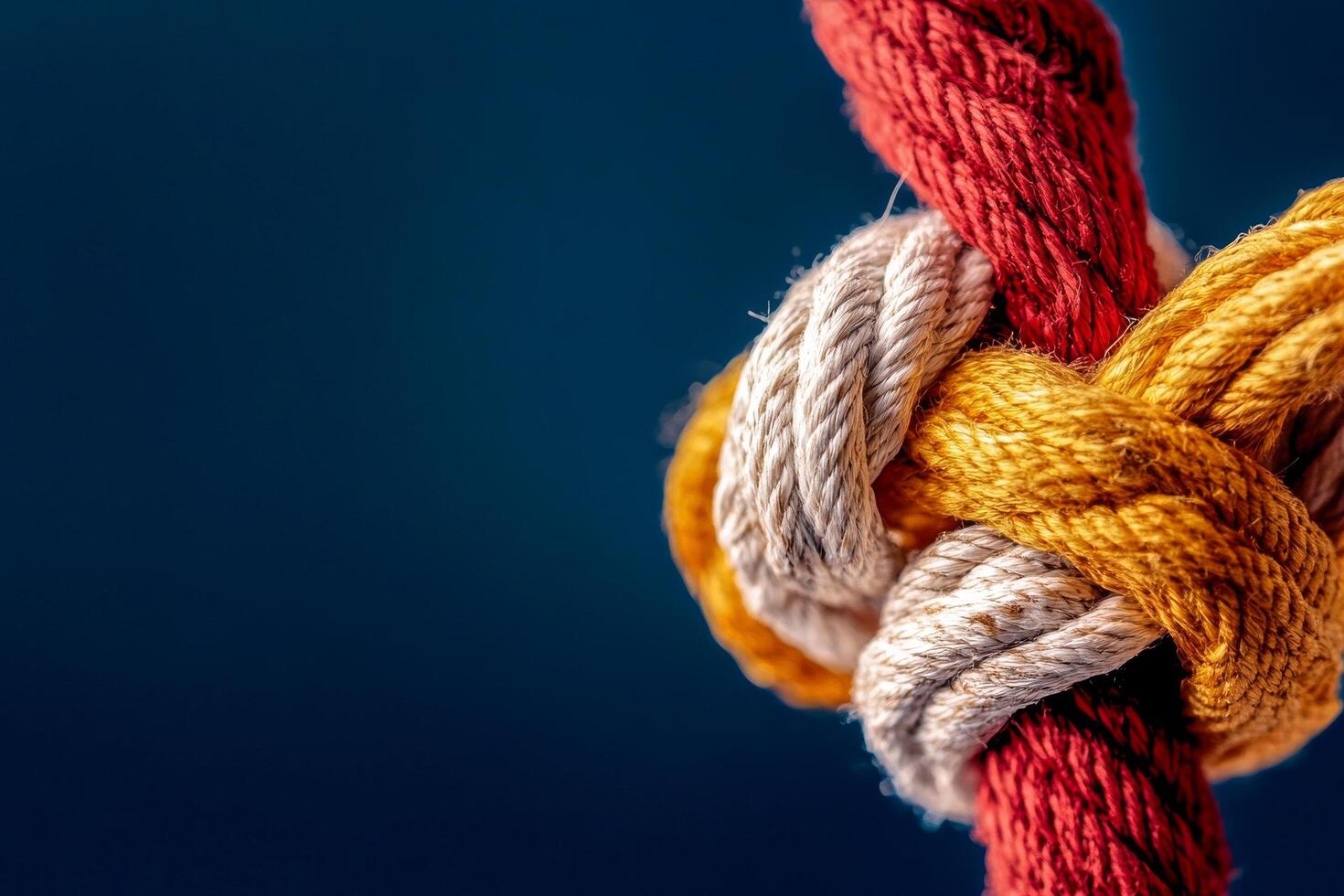 Colorful Knot Tied With Multiple Strands Set Against a Dark Background for Artistic Display photo