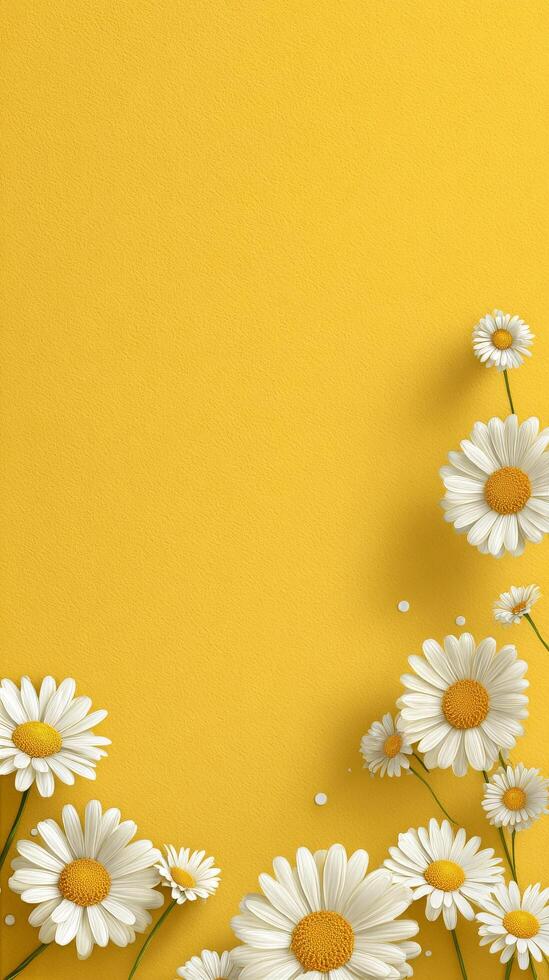 Bright Yellow Background Adorned With White Daisies in a Vibrant Floral Arrangement photo