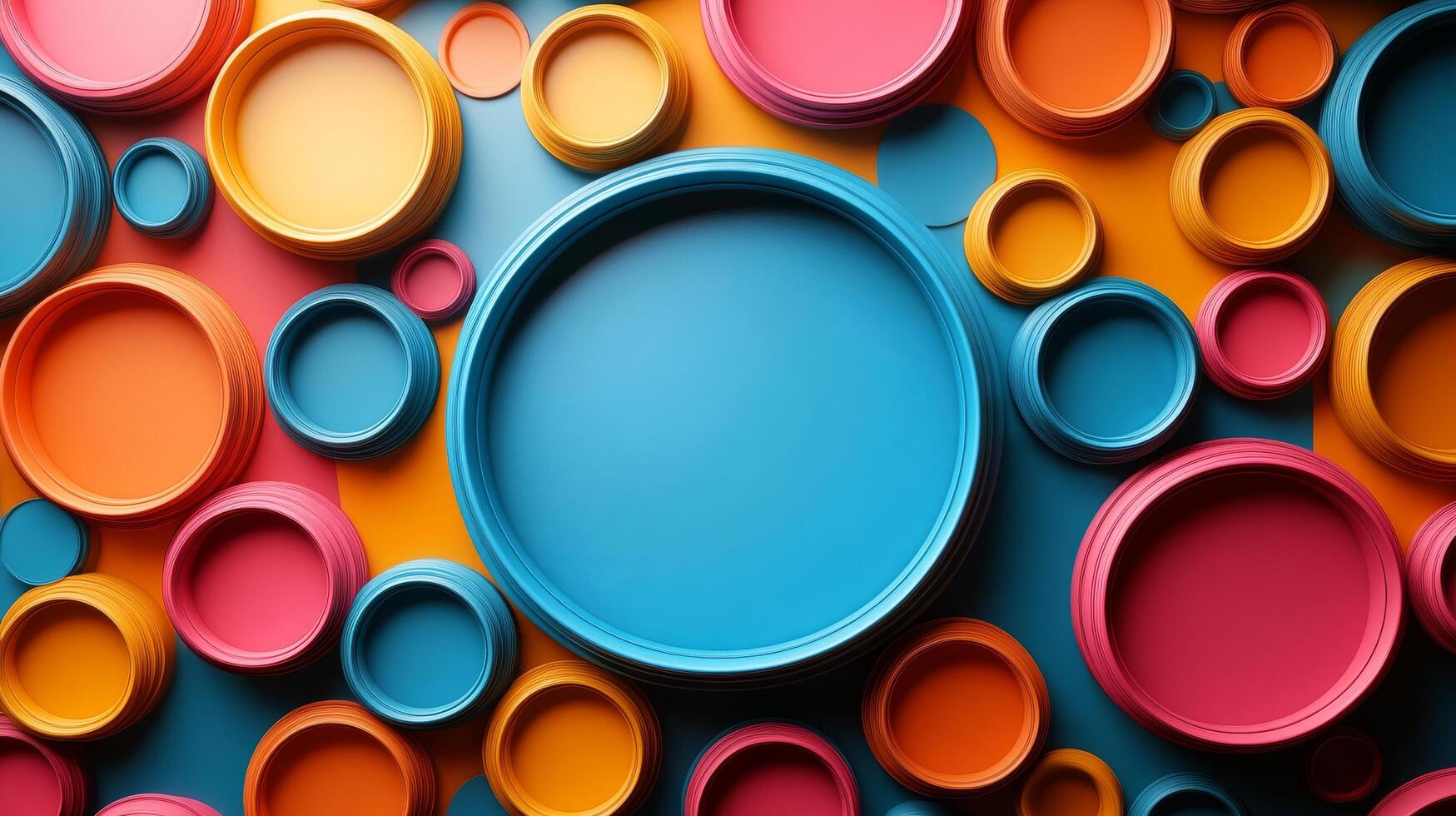 Colorful Circular Shapes Arranged in an Artistic Display on a Vivid Background photo
