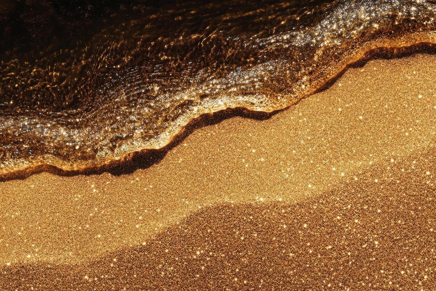 Golden Sand and Ocean Waves Create a Serene Coastal Moment at Sunset photo