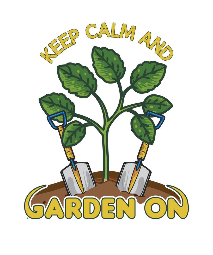 Keep calm and garden on t-shirt design vector