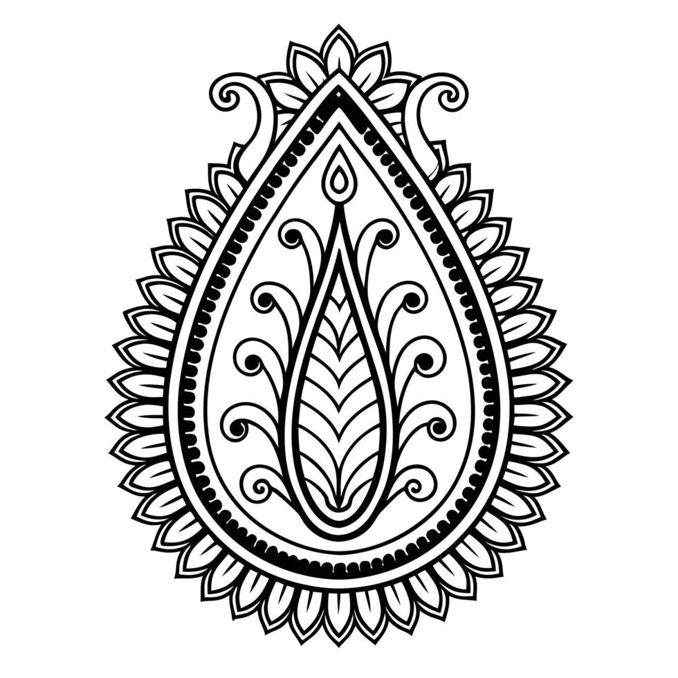 Intricate paisley pattern displays elaborate floral and leaf motifs in black on a white backdrop vector