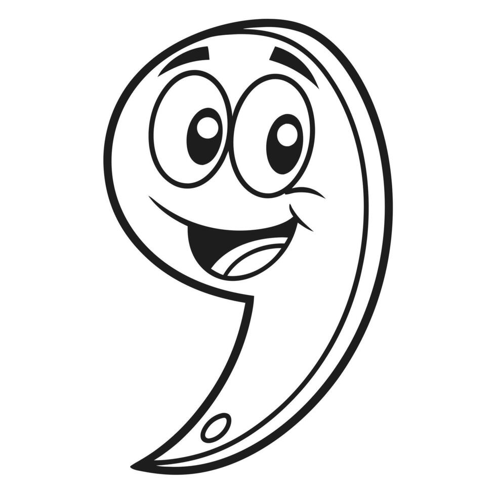 A cartoon number nine with a smile vector